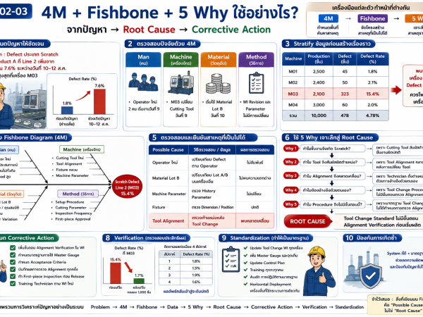 4m102-03 4M + Fishbone + 5 Why ใช้อย่างไร ?