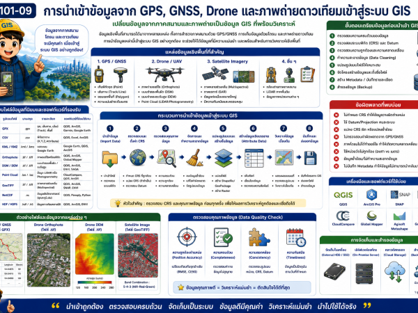 GIS101-09 การนำเข้าข้อมูลจาก GPS, GNSS, Drone และภาพถ่ายดาวเทียมเข้าสู่ระบบ GIS