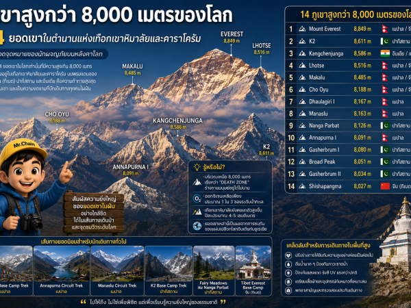   เที่ยวรอบโลกภูเขา ทำไมภูเขาสูงกว่า 8,000 เมตรของโลก จึงอยู่เฉพาะในเอเชีย?