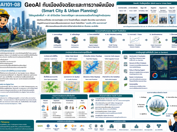geoai101-08 GeoAI กับเมืองอัจฉริยะและการวางผังเมือง (Smart City & Urban Planning)