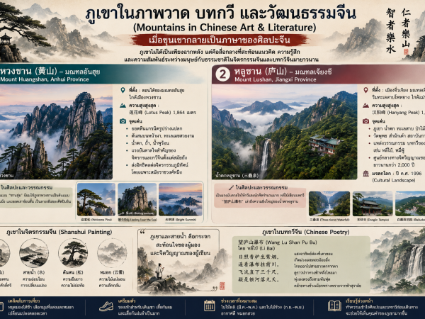 เที่ยวจีน  ภูเขาในภาพวาด บทกวี และวัฒนธรรมจีน (Mountains in Chinese Art & Literature) เมื่อขุนเขากลายเป็นภาษาของศิลปะจีน