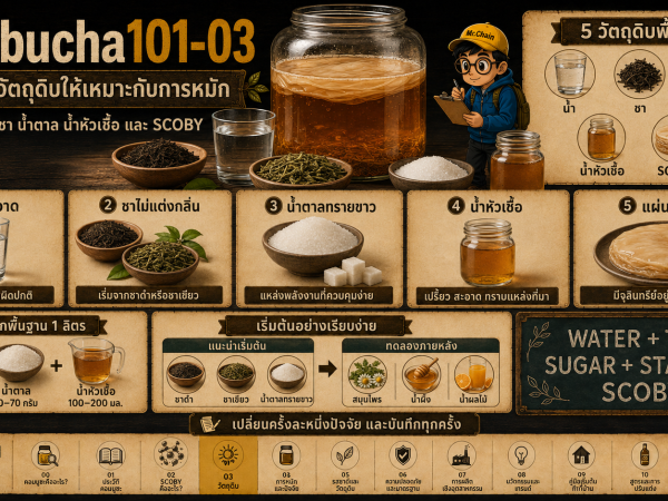 Kombucha101-04 อุปกรณ์ทำคอมบูชะ และวิธีเตรียมภาชนะอย่างสะอาดและปลอดภัย